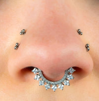 Titanium Verity Princess Jewelled Hinged Clicker Ring