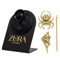 Gold Titanium Internal Thread Labrets 1.2mm - Wolf Spider VS Spider Web Halloween Chain Pack