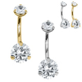 Belly Bar - Titanium Internal Thread Claw Set Double Jewelled