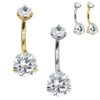 Belly Bar - Titanium Internal Thread Claw Set Double Jewelled