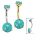 Belly Bar - Titanium Internal Thread Claw Set Double Turquoise