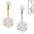 Belly Bar - Titanium Internal Double Jewelled Marquise Sunflower