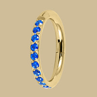 Gold Titanium 1.2mm Pave Set Jewelled Edge Hinged Clicker Ring