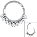 Steel Bezel Set Jewelled Hinged Clicker Ring