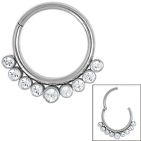 Steel Bezel Set Jewelled Hinged Clicker Ring
