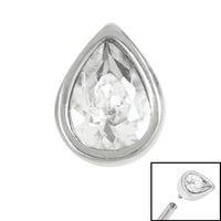 Steel Bezel Set Jewelled Pear for Internal Thread shafts in 1.2mm