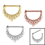 Steel Filigree Nipple Clicker Ring