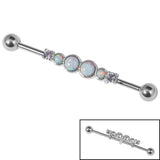 Steel Opal Jewelled Industrial Scaffold Barbell IND53