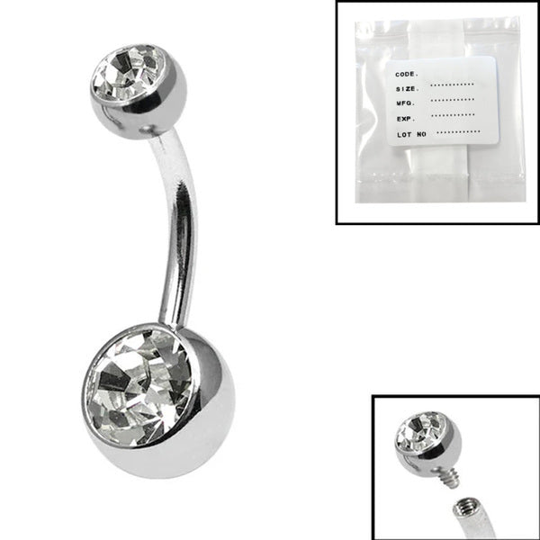 Sterile Titanium Internal Thread Double Jewelled Belly Bar – TDi Body ...