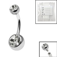 Sterile Titanium Internal Thread Double Jewelled Belly Bar