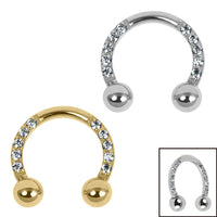 Titanium Claw Set Jewelled Lucky Horseshoe Circular Barbells (CBB) 1.2mm