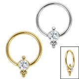 Titanium BCR with Titanium Clip In Bezel Set Single Jewelled Asia