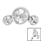 Titanium (Infinity) Bezel Set 3 Jewel Crescent for Internal Thread shafts in 1.2mm