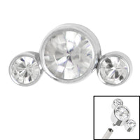 Titanium (Infinity) Bezel Set 3 Jewel Crescent for Internal Thread shafts in 1.2mm