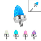 Titanium Bezel Set Synth Opal Cone for Internal Thread shafts in 1.2mm