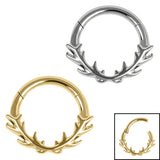 Titanium Buck Antlers Hinged Ring