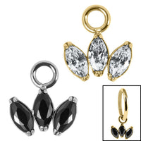 Titanium Charm - Claw Set 3 Jewel Marquise Fan