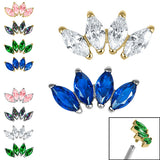 Titanium Claw Set 4 CZ Jewel Marquise Fan for Internal Thread shafts in 1.2mm