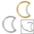 Titanium Claw Set Jewelled Crescent Moon Hinged Clicker Ring