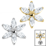 Titanium Claw Set Jewelled Lily Flower for Internal Thread shafts in 1.2mm