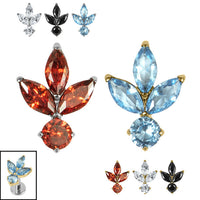 Titanium Claw Set Jewelled  Lotus Solitaire Drop for Internal Thread shafts in 1.2mm