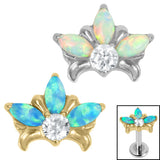 Titanium Claw Set Opal and Jewel Water Lily for Internal Thread shafts in 1.2mm