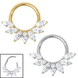 Titanium Etheral Jewelled Leaf Hinged Clicker Ring