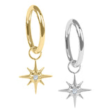 Titanium Hinged Segment Ring with Titanium Jewelled 8 Point Star Charm