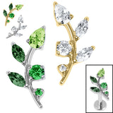 Titanium Internal Claw Set Jewelled Leaf Vine Top