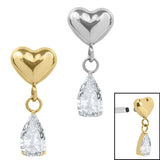 Titanium Internal Heart with Teardrop Jewel