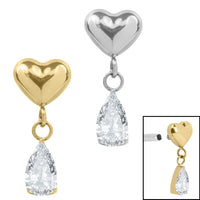 Titanium Internal Heart with Teardrop Jewel