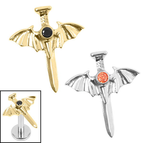 Titanium Internal Jewelled Bat Wing Dagger – TDi Body Jewellery
