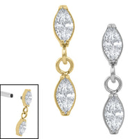 Titanium Internal Jewelled Double Marquise Gemini Drop