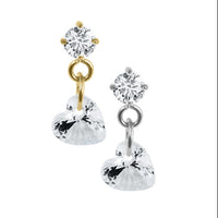 Titanium Internally Threaded Labrets 1.2mm - Jewelled Solitaire with Heart Charm