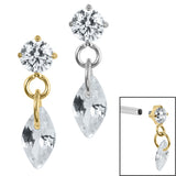 Titanium Internal Jewelled Solitaire With Marquise Charm