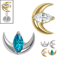 Titanium Internal Jewelled Trekking Crescent Moon Top