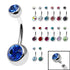 Titanium Internal Thread Double Jewelled Belly Bar - 14mm