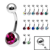 Titanium Internal Thread Jewelled Belly Bar - 12mm
