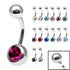 Titanium Internal Thread Jewelled Belly Bar - 12mm