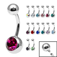 Titanium Internal Thread Jewelled Belly Bar - 10mm