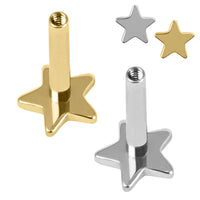 Titanium Internal Thread Labret Post With Star Base 1.2mm