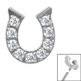 Titanium Claw Set Jewelled Horseshoe Top for Internal Thread shafts in 1.2mm