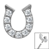 Titanium Claw Set Jewelled Horseshoe Top for Internal Thread shafts in 1.2mm