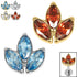 Titanium Claw Set Marquise Jewelled Leaves Trio Top for Internal Thread shafts in 1.2mm