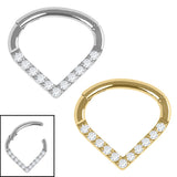 Titanium Jewelled Teardrop Hinged Ring
