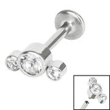 Titanium Internally Threaded Labrets 1.2mm - Infinity Titanium 3 Bezel Set Jewelled Crescent