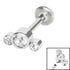 Titanium Internally Threaded Labrets 1.2mm - Infinity Titanium 3 Bezel Set Jewelled Crescent