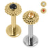 Titanium Internally Threaded Labrets 1.2mm - Gold Steel Bezel Set Jewelled Sunshine