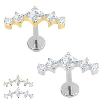 Titanium Internally Threaded Labrets 1.2mm - Jewelled Twilight Crescen