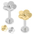 Titanium Internally Threaded Labrets 1.2mm - Steel Pansy Flower